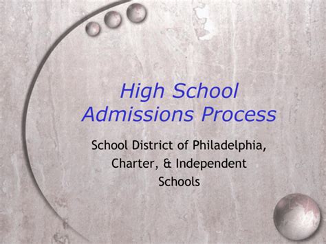 HIGH SCHOOL APPLICATION PROCESS .